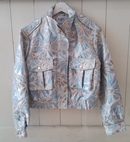 Jasje bloemen blauw, zilver